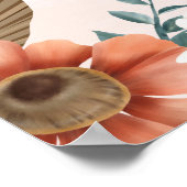 Poster Rustique Boho Terracotta Floral Mariage débranché (Coin)