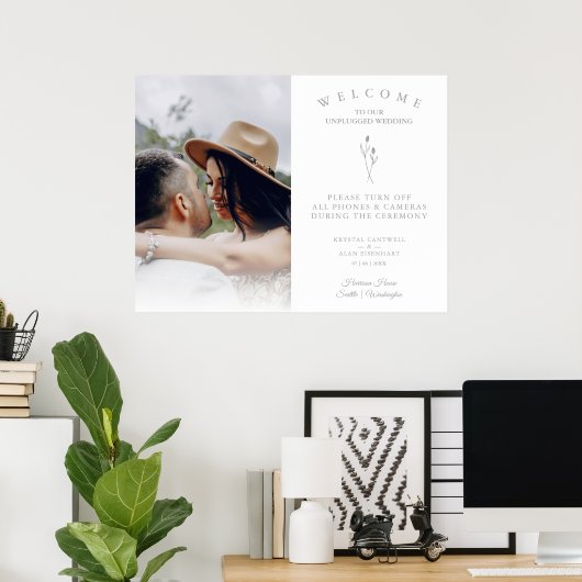 Poster Rustique Botanique Simple Mariage Mariage débranch (Bureau à domicile)