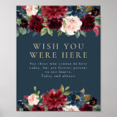 Poster Rustique Bourgogne Marine Bleu Floral En Mémoire A (Devant)