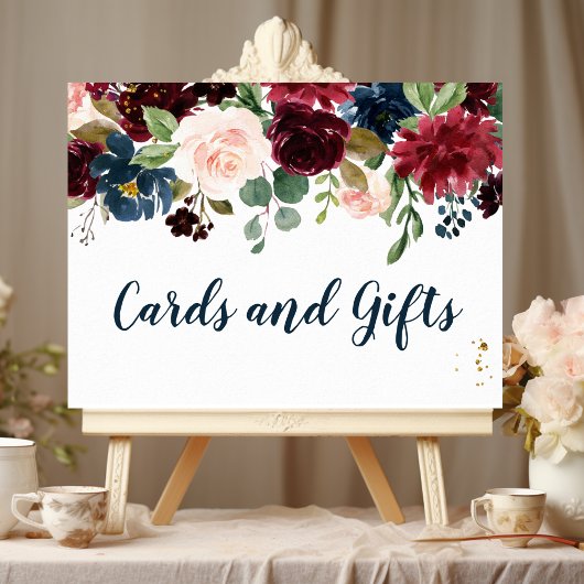 Poster Rustique Bourgogne Marine Bleu & Rouge Beauté Fleu