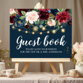 Poster Rustique Bourgogne Marine Bleu & Rouge Fleurs & Lu