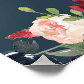 Poster Rustique Bourgogne Marine Florale Fête des mariées (Coin)