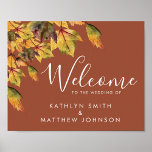 Poster Rustique Brown Autumn Foliage Mariage de automne B<br><div class="desc">Poster de bienvenue du Mariage de automne Rustique Brown Autumn Foliage Tous les textes sont pré-arrangés pour que vous personnalisiez facilement et rapidement avec vos propres détails.</div>