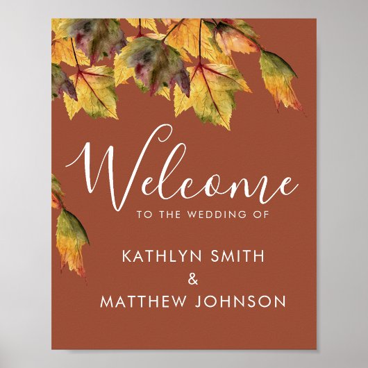 Poster Rustique Brown Autumn Foliage Mariage de automne B