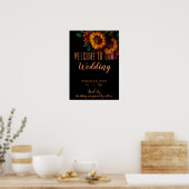 Poster Rustique Burnt Orange Floral Mariage Bienvenue (Cuisine)