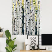 Poster Rustique Cabine Birch Trees (Bureau à domicile)