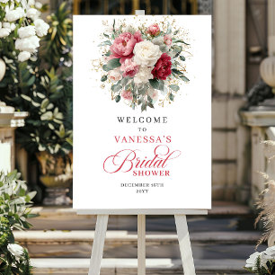 Poster Rustique Chic Accueil de Fête de Mariage Floral en