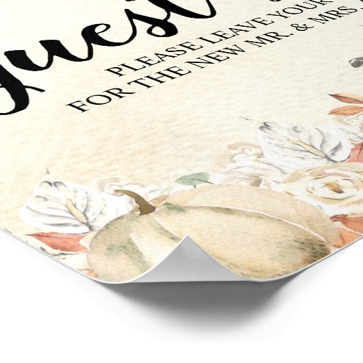 Poster Rustique Citrouilles et fleurs d'automne (Coin)