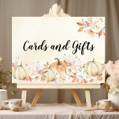 Poster Rustique Citrouilles et fleurs d'automne