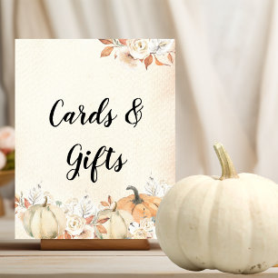 Poster Rustique Citrouilles et fleurs d'automne