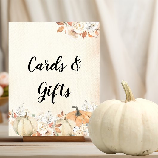 Poster Rustique Citrouilles et fleurs d'automne