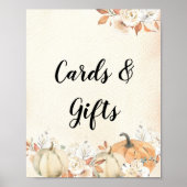 Poster Rustique Citrouilles et fleurs d'automne (Devant)