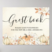 Poster Rustique Citrouilles et fleurs d'automne (Devant)