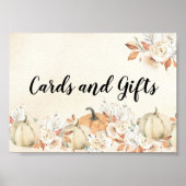 Poster Rustique Citrouilles et fleurs d'automne (Devant)