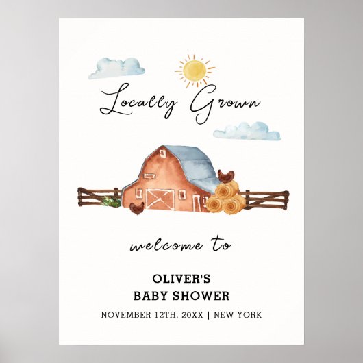 Poster Rustique Cultivé Localement ferme Baby shower de g (Devant)