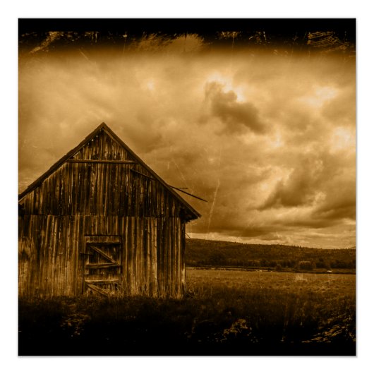 Poster rustique de l'ouest ferme ancienne grange (Devant)