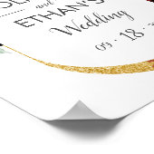 Poster Rustique Elégant Rouge Rose Floral Mariage blanc o (Coin)