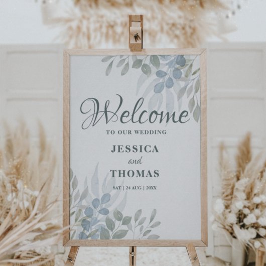 Poster Rustique Eucalyptus Foliage Mariage Bienvenue