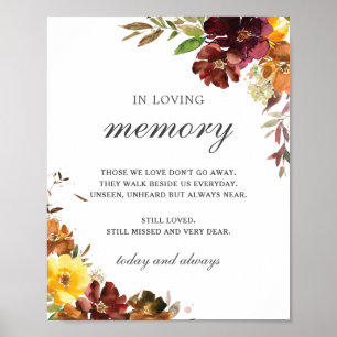 Poster Rustique Floral Bourgogne Jaune En Souvenir Affect