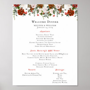 Poster Rustique Floral Menu de mariage botanique bohème