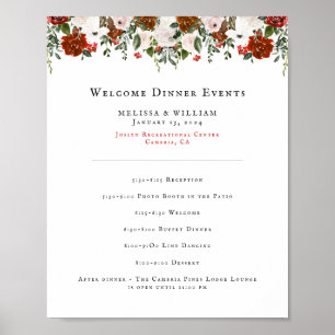 Poster Rustique Floral Programme de Mariage Bohème Bota