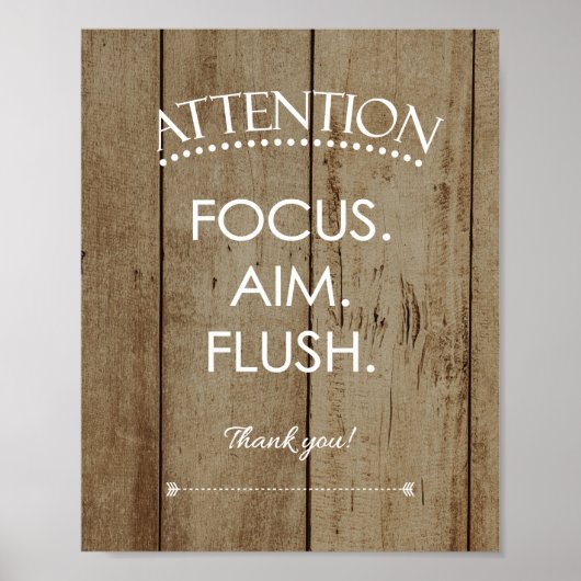 Poster Rustique Focus Objectif Flush Funky Salle de bain  (Devant)