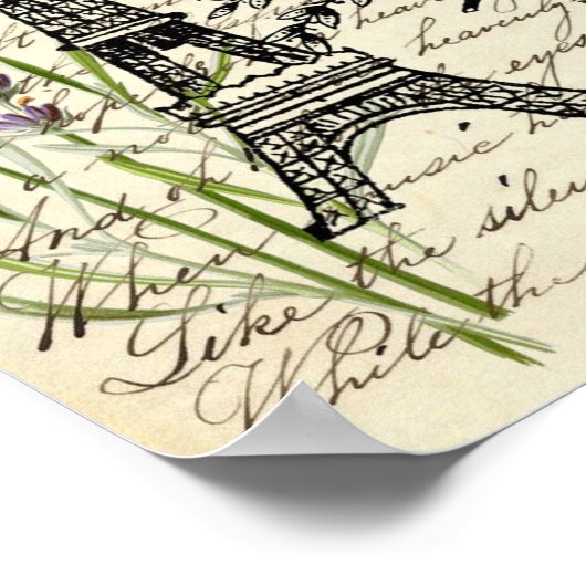 Poster rustique français scripts de pays paris eiffel tow (Coin)