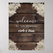 Poster Rustique Grange Bois & dentelle Romantique Mariage (Devant)