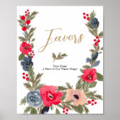 Poster Rustique hiver Floral Aquarelle Mariage favorise (Devant)