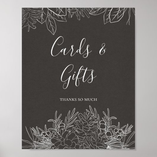 Poster Rustique Hiver | Panneau Charbon et Cadeaux (Devant)