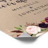 Poster Rustique Kraft Bourgogne Floral Mariage Welcome Po (Coin)