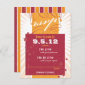 Poster rustique : Mariage rose et orange RSVP (Devant / Derrière)