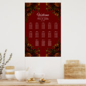 Poster Rustique Orange Red Fall Élégant Mariage gothique (Cuisine)