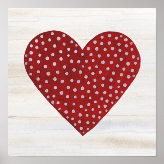 Poster Rustique Polka Dot Valentine Coeur (Devant)