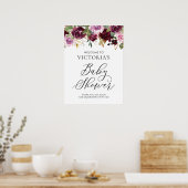 Poster Rustique Purple Automne Baby shower Floral Bienven (Cuisine)