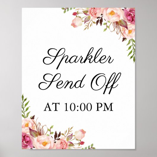 Poster Rustique Rose Floral Sparkler Envoyer (Devant)
