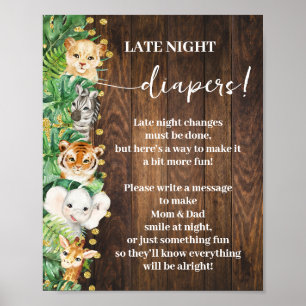 Poster Rustique Safari tard la nuit Diapeurs jeu de douch