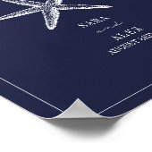 Poster Rustique Starfish Dark Blue Beach Mariage Bienvenu (Coin)