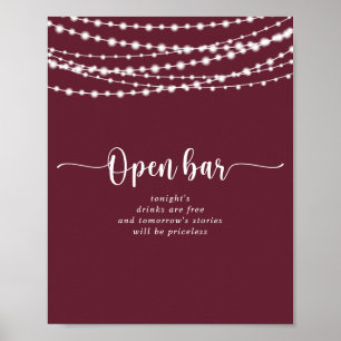 Poster Rustique String lumières Bourgogne Mariage Open Ba