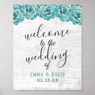 Poster Rustique Succulent Floral Grange Mariage en bois B