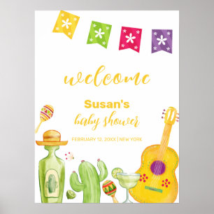 Poster Rustique Taco 'Bout Cactus Lime Baby shower Bienve