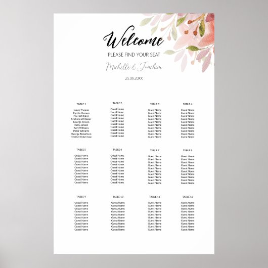 Poster Rustique Terracotta Blush Floral Aquarelle Art (Devant)