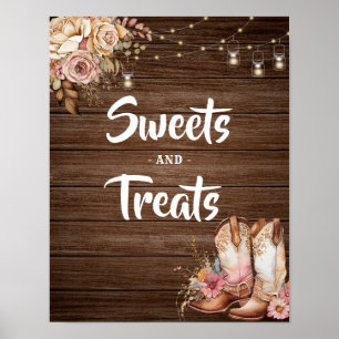 Poster Rustique Texas Bottes Cowgirl Anniversaire Sweets 