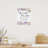 Poster Rustique violet Rose Floral Mariage Cérémonie Sièg (Cuisine)