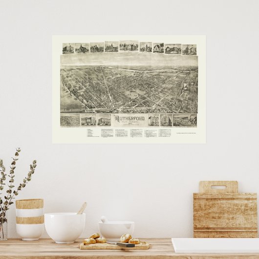 Poster Rutherford, NJ Panoramic Map - 1904 (Cuisine)