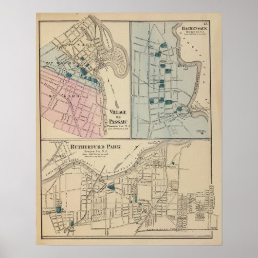 Poster Rutherfurd Park, Passaic, Hackensack (Devant)