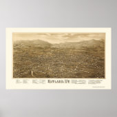 Poster Rutland, VT Carte panoramique - 1885 (Devant)