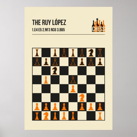 Poster Ruy Lopez Chess Opening Illustration (Devant)