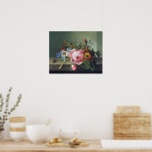 Poster Ruysch - Branche Rose Avec Kafer Et Abee (Cuisine)