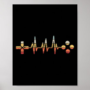 Poster Rythme cardiaque de rétro-gamer pour les amateurs